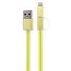 Кабель microUSB/Apple 8 pin Remax 2 IN 1 Data Cable Aurora Cable (плоский, 1м, зеленый)