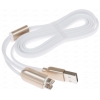 Кабель microUSB/Apple 8 pin Remax Gemini 2 in 1 (плоский, 1м, белый) [RC-025t ]