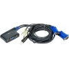 KVM переключатель Aten CS62U, KVM+Audio,  1 user USB+VGA =>  2 cpu USB+VGA, со встр.шнурами USB 2x1.2м.