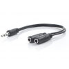 Переходник-Кабель 3P 3.5 mm Jack (M) - 2x3.5 mm Jack (F), 0,2m, OLTO AC 150, черный