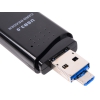 Картридер ORIENT  CR-018B, USB 3.0, SDXC/SD 3.0 UHS-1/SDHC/microSD/T-Flash, поддержка OTG, выдвижной порт microUSB, черный (30350)
