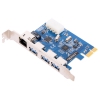 Контроллер ORIENT VA-3U3A88PE, PCI-E USB 3.0 3ext port + Gigabit Ethernet port (RJ45), VIA VL805 + ASIX AX88179 chipset, разъем доп.питания, oem (30284)