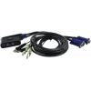 Переключатель KVM ATEN CS62US-A7 KVM+Audio,  1 user USB+VGA =>  2 cpu USB+VGA, со встр.шнурами USB 2x0.9м., 2048x1536, настол., исп.стандарт.шнуры, бе