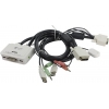 Multico <EW-K1302DU> 2-port DVI USB KVM Switch (клавиатураUSB+мышь USB+DVI+Audio, проводной  ПДУ,  кабели  несъемные)