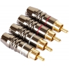 Коннектор Kicx RCA-4M серебристый Комплект из 4-х прямых металлических RCA коннекторов в упаковке, наконечники с позолоченным покрытием, диаметр под RCA кабель до 9мм. (упак.:4шт)