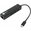5bites <UA3C-45-05BK> Адаптер USB-С 3.0 --> UTP 10/100/1000Mbps+  3-port  USB3.0  Hub