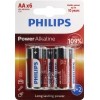 PHILIPS Power Alkaline LR6P6BP/10 Size"AA", 1.5V, щелочной (alkaline)  <уп.  6  шт>