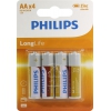 PHILIPS LongLife R6L4B/10 Size"AA", 1.5V, солевый  <уп.  4  шт>