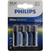 PHILIPS Ultra Alkaline LR6E4B/51 Size"AA", 1.5V, щелочной (alkaline)  <уп.  4  шт>
