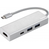 Разветвитель USB-C Hama Aluminium 3порт. белый (00135756)