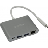 Orico <RCR2A-SG Gray> 2-Port USB3.0 Hub + USB-C + LAN,  подкл. USB-C