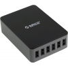 Orico <CSE-6U-BK> Зарядное устройство USB (Вх. AC100-240V,  Вых.DC5V,  50W,  6xUSB)