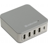 Defender UPA-50 <83538> Зарядное устройство USB (Вх. AC100-240V, Вых. DC5V, 4xUSB  2A, USB-C 3А)