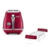 Тостер DeLonghi CTOE2103.R, 900Вт, разморозка, на 2 тоста, решетка для подогрева, поддон, красный