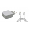 Универсальное зарядное устройство  Jet.A UC-S18 от сети 220В (2USB, 3.1А, кабель microUSB), белое (UC-S18 White)