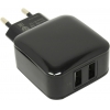 Jet.A <UC-S18 Black> Зарядное устройство USB (Вх. AC100-240V, Вых. DC5V, 2xUSB  2.4A,  кабель  microUSB)