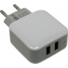 Jet.A <UC-S18 White> Зарядное устройство USB (Вх. AC100-240V, Вых. DC5V, 2xUSB 2.4A,  кабель microUSB)