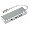 Разветвитель USB-C Hama Aluminium 3порт. серебристый (00135758)