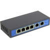 Коммутатор PoE 4 порта 10/100Mbps SWP-7504POE/2P 4xPoE+1xUplink RJ45, IEEE 802.3af, мощность 15.4 Вт на порт, БП 52В/1.25А, настенный крепеж в ком