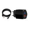 Универсальное зарядное устройство Jet.A UC-C23 от сети 220В (2USB: QC3.0+2.4А,каб USB TypeC), чёрное (UC-C23 Black)