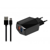 Универсальное зарядное устройство Jet.A UC-S23 от сети 220В (2USB: QC3.0+2.4А, каб microUSB), чёрное (UC-S23 Black)