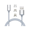 Кабель 3 в 1 USB2.0 Am --> Lighting+micro-B 5P+TypeC 1м с магнитным адаптером, LED VCOM <CU283LMC>