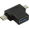 Переходник OTG 2 в 1, Micro USB 2.0 +Type-C --> USB 3.0 Af  VCOM <CA434>