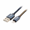 Кабель Apple 8 pin lightning-USB RITMIX RCC-427 Blue Jeans, 1м, 2А, оплетка из джинсовой ткани