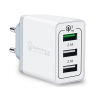 Зарядное устройство/адаптер питания USB от эл.сети ORIENT QC-12V3W Quick Charge 3.0, 3 x USB: QC выход - 5В,3.0A или 9В,1.67А или 12В,1.25А; Белый