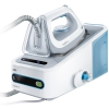 Утюг с парогенератором Braun IS 5022 WH, 2400Вт, подошва Eloxal 3D BackGlide, подача пара 120г/мин, режим Эко, автооткл, противокапля, белый/голубой (0128781600)