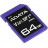 ADATA Premier Pro <ASDX64GUI3V30S-R> SDXC Memory Card 64Gb V30  UHS-I U3 Class10