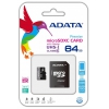 Карта памяти Micro SDXC 64Gb Class 10 A-Data AUSDX64GUICL10-RA1 + адаптер SD