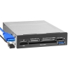 Картридер внутрений USB 2.0, 3.5", Ginzzu GR-139UCB - SDXC/SD/SDHC/MMC +MS +microSD/SDXC/SDHS +M2 +Smart Card +SIM +1 порт USB 3.0, металл, пер. панел