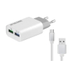 Универсальное зарядное устройство Jet.A UC-S26 от сети 220В (2USB, 2.1А, кабель microUSB), белое (UC-S26 White)