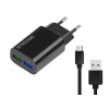 Универсальное зарядное устройство Jet.A UC-S26 от сети 220В (2USB, 2.1А, кабель microUSB), чёрное (UC-S26 Black)