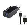 Универсальное зарядное устройство Jet.A UC-S27 от сети 220В (1USB, 2.1А, кабель microUSB), чёрное (UC-S27 Black)