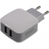 Ginzzu <GA-3008W> Зарядное устройство USB (Вх.AC110-240V, Вых.  DC5V,  10.5W,  2xUSB)