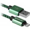 Кабель LIGHTNING TO USB2 1M GREEN ACH01-03T 87810 DEFENDER