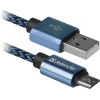 Кабель USB2.0 TO MICRO-USB 1M BLUE USB08-03T 87805 DEFENDER