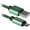 Кабель USB2.0 TO TYPE-C 1M GREEN USB09-03T 87816 DEFENDER