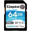 Kingston 64GB SDXC Canvas Go Plus 170R C10 UHS-I U3  V30 EAN: 740617301397