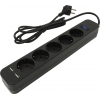 Сетевой фильтр SVEN SF-05LU Black <1.8м> (5 розеток +  2 USB)